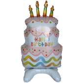 Фольгированный шар "Happy Birthday Торт со свечками пастель AIR" 1208-0712