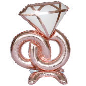 Фольгированный шар "Кольца бриллиант Rose Gold AIR" 1208-0713