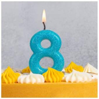 Свеча-цифра 8 "Блестящая. Голубой" 1502-2154 Свеча-цифра 8 "Блестящая. Голубой" 1502-2154