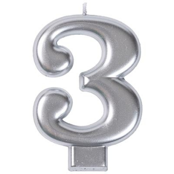Свеча -цифра "3" Серебряная 1502-4593 Свеча -цифра "3" Серебряная 1502-4593
