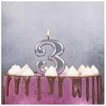 Свеча -цифра "3" Серебряная 1502-4593 Свеча -цифра "3" Серебряная 1502-4593