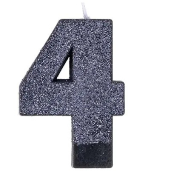 Свеча цифра "4" Черная Глиттер 1502-4662 Свеча цифра "4" Черная Глиттер 1502-4662