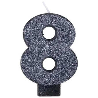 Свеча цифра "8" Черная Глиттер 1502-4666 Свеча цифра "8" Черная Глиттер 1502-4666
