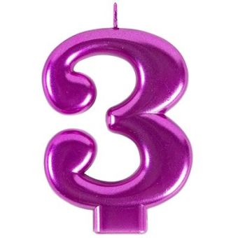Свеча -цифра "3" Ярко-розовая 1502-6097 Свеча -цифра "3" Ярко-розовая 1502-6097