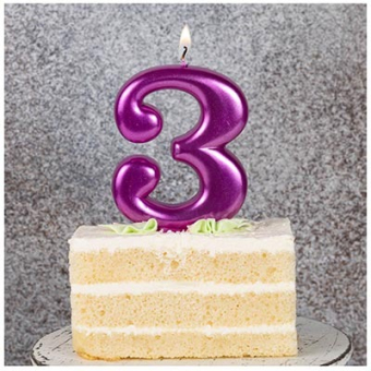 Свеча -цифра "3" Ярко-розовая 1502-6097 Свеча -цифра "3" Ярко-розовая 1502-6097