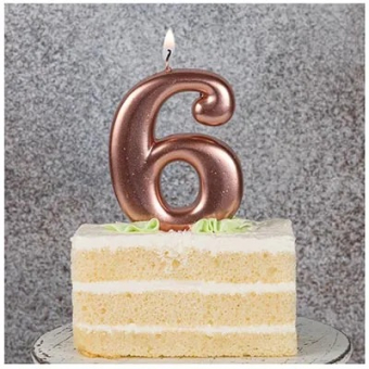 Свеча -цифра "6" Розовое золото 1502-6120