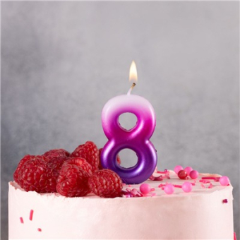 Свеча -цифра "8" Омбре розов/фиолет 1502-6384 Свеча -цифра "8" Омбре розов/фиолет 1502-6384