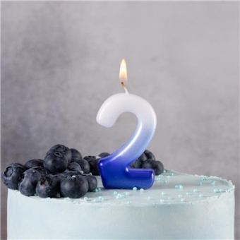 Свеча -цифра "2" Омбре голуб/синий 1502-6388 Свеча -цифра "2" Омбре голуб/синий 1502-6388