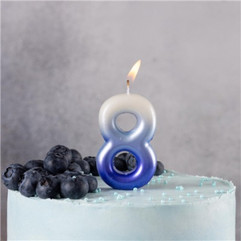 Свеча -цифра "8" Омбре голуб/синий 1502-6394 Свеча -цифра "8" Омбре голуб/синий 1502-6394