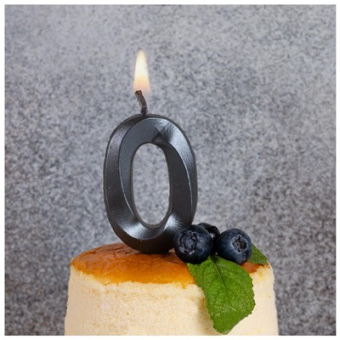 Свеча -цифра "0" Грань черный жемчуг 1502-6575