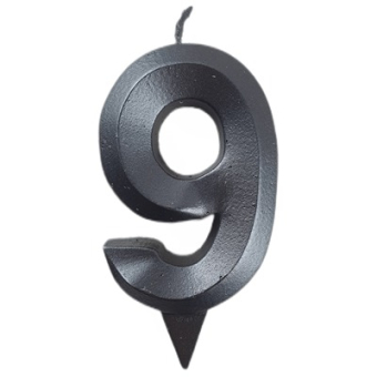 Свеча -цифра "9" Грань черный жемчуг 1502-6584