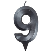 Свеча -цифра "9" Грань черный жемчуг 1502-6584
