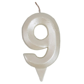 Свеча -цифра "9" Грань белый жемчуг 1502-6594 Свеча -цифра "9" Грань белый жемчуг 1502-6594