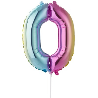Фольгированный шар-цифра "0" Радуга металлик 1206-1117