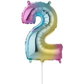 Фольгированный шар-цифра "2" Радуга металлик 1206-1119