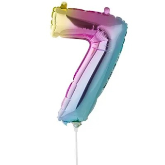 Фольгированный шар-цифра "7" Радуга металлик 1206-1124