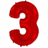 Фольгированный цифра "3" Red 1207-4186
