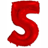 Фольгированный цифра "5" Red 1207-4188