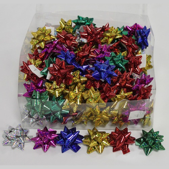 Подарочный бант-звезда в ассортименте "MEDIUM №2 Голография" арт.53507
