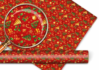 Новогодняя подарочная бумага "Новогодние украшения" 1.0000633