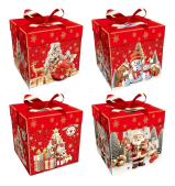 Новогодняя коробка "Новогодняя с лентой" Ч37543 (в ассортименте)