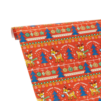 Упаковочная бумага в рулоне "Оленята. Красный" 8810865