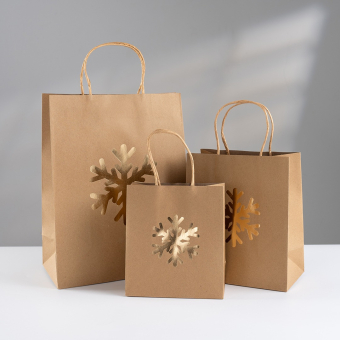 Набор подарочных пакетов к Новому Году "Дизайн №2. Крафт" 504694