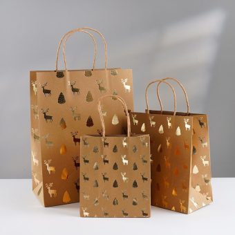 Набор подарочных пакетов к Новому Году "Дизайн №3. Крафт" 504703