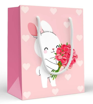 Бумажные подарочные пакеты "Зайка с букетом" 15.11.02291