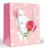 Бумажные подарочные пакеты "Зайка с букетом" 15.11.02291