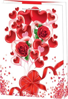 Бумажные подарочные пакеты "Сердца с цветами" 10-41-14044