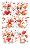 Наклейка "Корги с сердцами" 0-11-14149