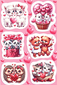 Наклейка "Зверушки с сердцами" 0-11-14155