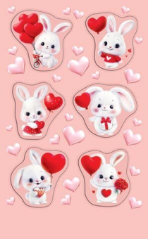Наклейка "Зайки с сердцами" 0-11-14156