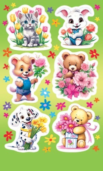 Наклейки "Зверята с цветами" 0-11-721