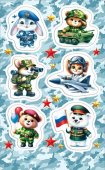 Наклейка "Животные в военной форме" 0-11-23129 Наклейка "Животные в военной форме" 0-11-23129