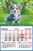Квартальный одноблочный календарь 2026 "Собаки. Пушистое чудо" ККМ-26-011 Квартальный одноблочный календарь 2026 "Собаки. Пушистое чудо" ККМ-26-011